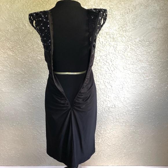 Cache Women’s Midi Black Ruched Bottom Bodycon Evening Cocktail Dress - Picture 7 of 16